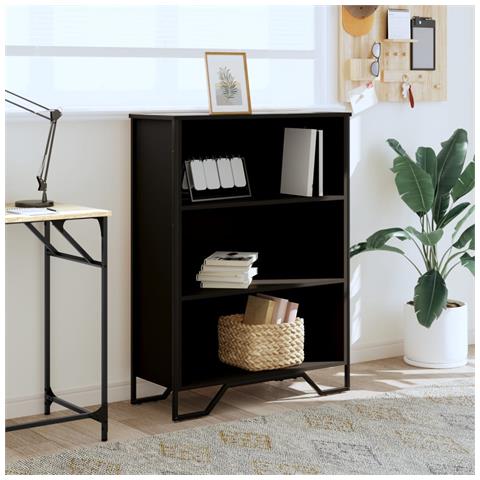 Libreria Nera 80x31x106 Cm In Legno Multistrato - Foto 3