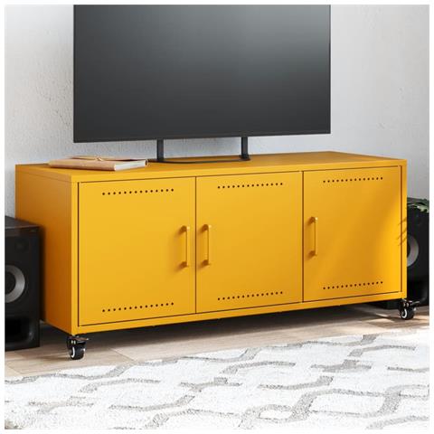 Mobile TV Giallo Senape 100,5x39x43,5 cm in Acciaio - Foto 2