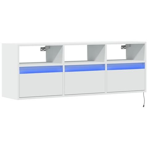 Mobile Tv A Parete Con Luci Led Bianco 130x31x45 Cm - Foto 3