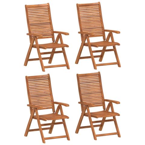 Sedie Giardino Reclinabili 4 Pz 56x72x107 Legno Massello Acacia - Foto 2