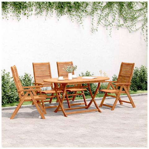 Sedie Giardino Reclinabili 4 Pz 56x72x107 Legno Massello Acacia - Foto 1