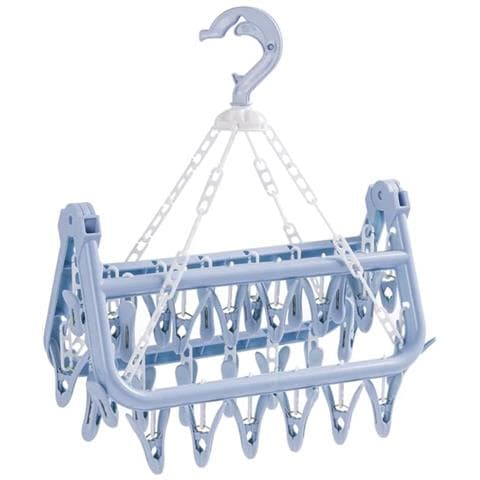 Stendibiancheria Pieghevole In Acciaio Con 32 Clip, Blu, Salvaspazio E Pratico - Foto 7