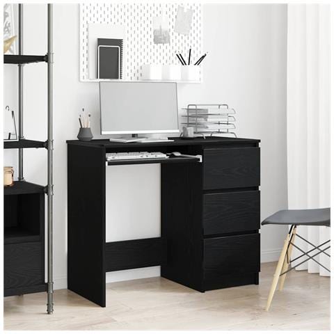 Scrivania Rovere Nera 90x45x76 cm in Legno Multistrato - Foto 1