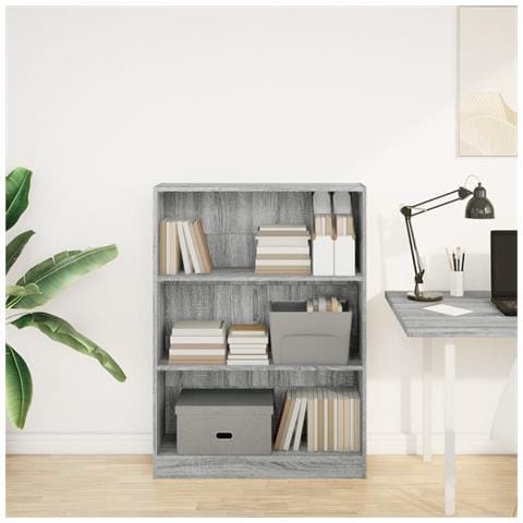 Libreria Grigio Sonoma 80x24x109 Cm In Legno Multistrato - Foto 3