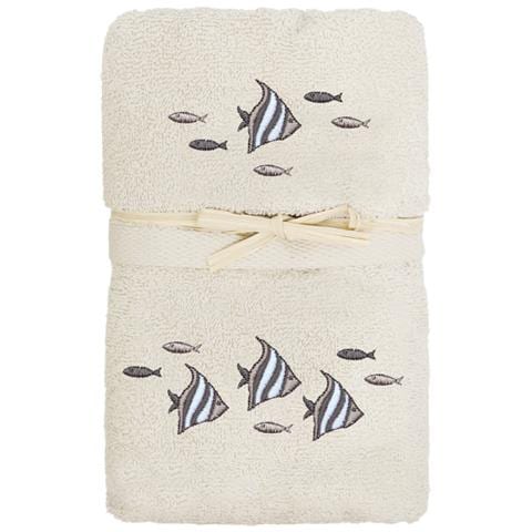 Set Asciugamano Copiola Salvietta Bagno In Spugna 100% Cotone Polinesia Copiola Panna - Foto 1