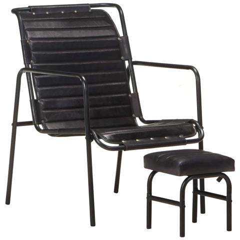 Lusso Casadino - Poltrona Relax Con Poggiapiedi Nera In Vera Pelle - Foto 2