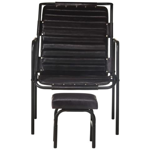 Lusso Casadino - Poltrona Relax Con Poggiapiedi Nera In Vera Pelle - Foto 1