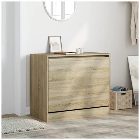 Lusso Casadino -  Scarpiera Rovere Sonoma 80x42x69 Cm In Legno Multistrato - Foto 2