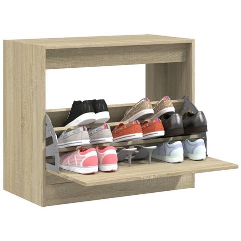 Lusso Casadino -  Scarpiera Rovere Sonoma 80x42x69 Cm In Legno Multistrato - Foto 8