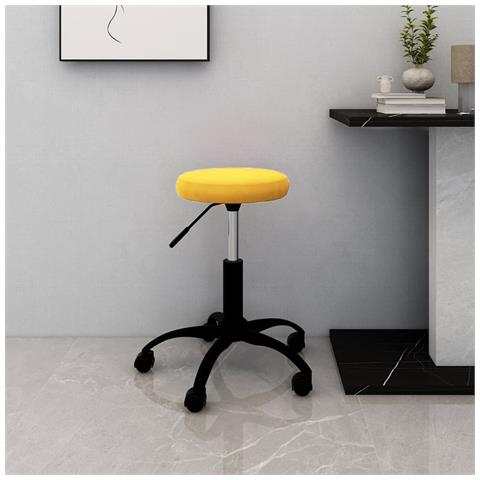 Sedia Da Ufficio Girevole Giallo Senape In Velluto - Foto 7