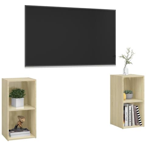 Mobili Tv 2 Pz Rovere Sonoma 72x35x36,5 Cm In Legno Multistrato - Foto 2