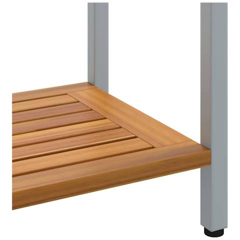 Tavolo da esterno  Naturale e Grigio 35x80x75 cm in Legno Massello e Acciaio - Foto 9