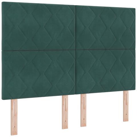 Testiera Design Blocchi di Diamante Verde Scuro 140 cm Velluto - Foto 1