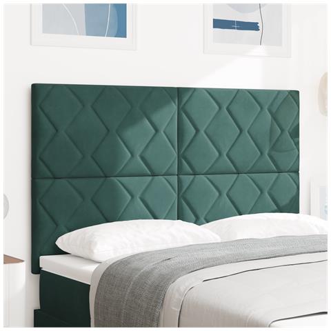 Testiera Design Blocchi di Diamante Verde Scuro 140 cm Velluto - Foto 2