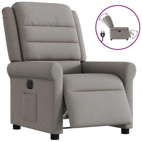 Poltrona Elettrica Reclinabile Tortora in Tessuto - Foto 1