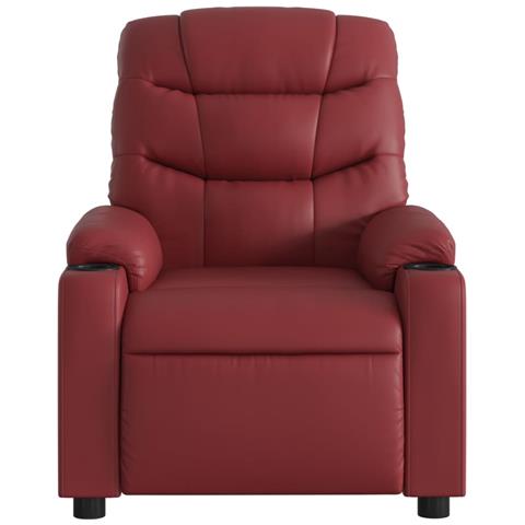 Poltrona Reclinabile Elettrica Rosso Vino in Similpelle - Foto 9