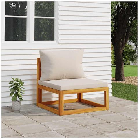 Divano Centrale Giardino Cuscini Grigio Chiaro Massello Acacia - Foto 2