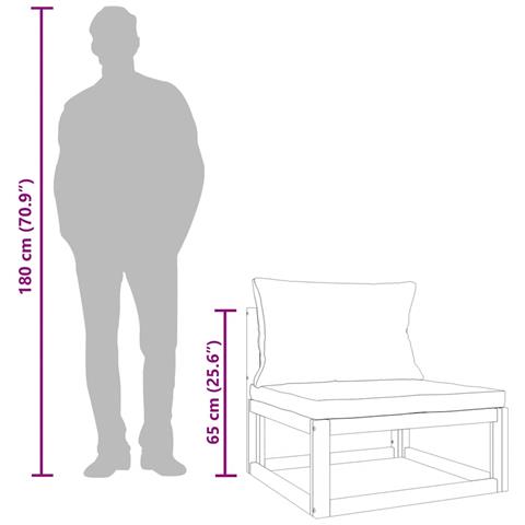 Divano Centrale Giardino Cuscini Grigio Chiaro Massello Acacia - Foto 9