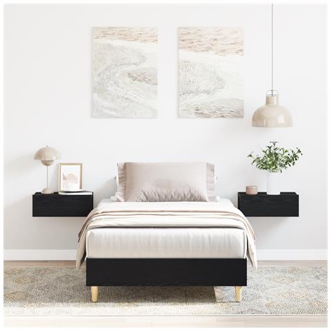 Struttura del letto 90x200 cm in Legno Ingegnerizzato Nero Rovere - Foto 2