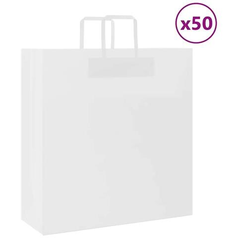 Sacchetti di Carta 50 pz con Manici Bianchi 45x17x48 cm - Foto 1