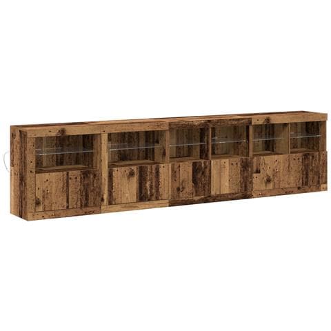 Credenza con Luci LED Legno Vecchio 283x37x67 cm Legno Ingegnerizzato - Foto 1