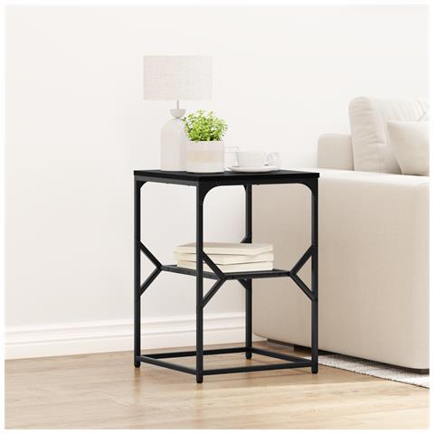 Tavolino Nero Rovere 41x40x60 cm Legno ingegnerizzato - Foto 2