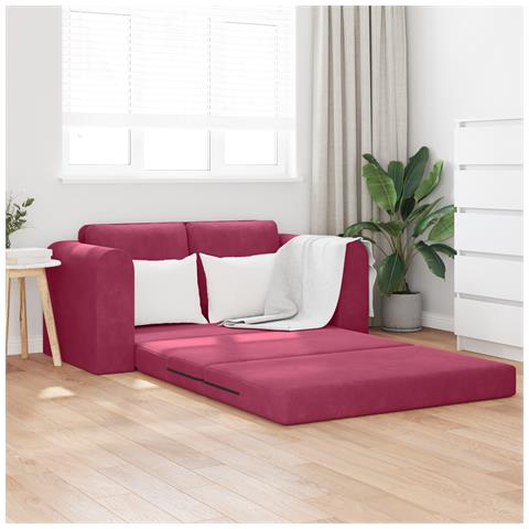 Divano Letto 2-in-1 Rosso Vino 148x71x83 cm Velluto - Foto 2
