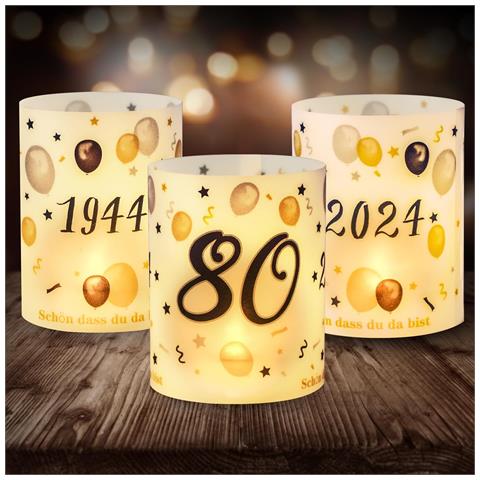 Lanterne Decorative Per L'80° Compleanno, Set Di 12 Pezzi Bianche - Foto 1