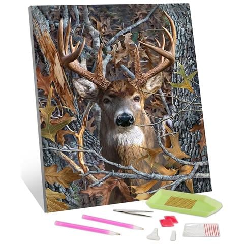 Pittura Con Diamanti 5d Mosaico Realistico Cervo 30 X 40 Cm Fai Da Te - Foto 1