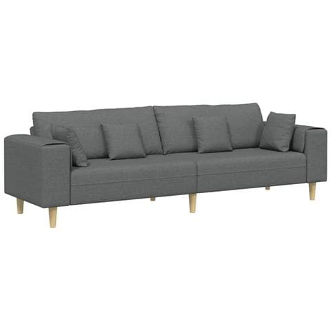 Divano in tessuto con cuscino Grigio scuro 208 cm Tessuto - Foto 1