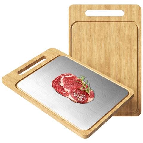 Tagliere In Bambù E Acciaio Inox Con Scanalatura Per Succo, Spessore 1.4cm  L - Foto 1