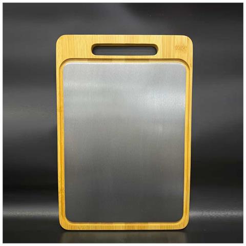 Tagliere In Bambù E Acciaio Inox Con Scanalatura Per Succo, Spessore 1.4cm  L - Foto 2