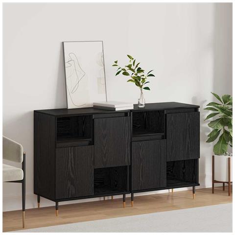Sideboards 2 pcs Rovere nero 120 x 35 x 70 cm Legno multistrato - Foto 2