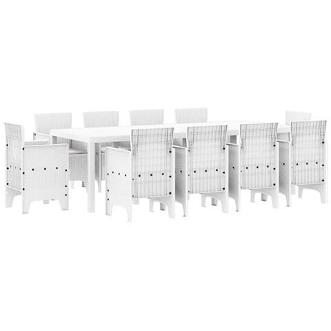 Set da Pranzo per Giardino 11 pcs Bianco Rattan Polt - Foto 1