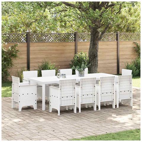 Set da Pranzo per Giardino 11 pcs Bianco Rattan Polt - Foto 2