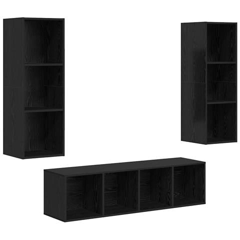 Set di mobili TV 3 pcs Rovere nero 37 x 37 x 142.5 cm - Foto 1