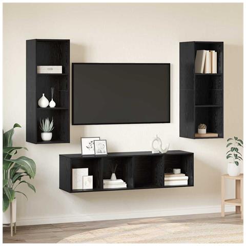Set di mobili TV 3 pcs Rovere nero 37 x 37 x 142.5 cm - Foto 2