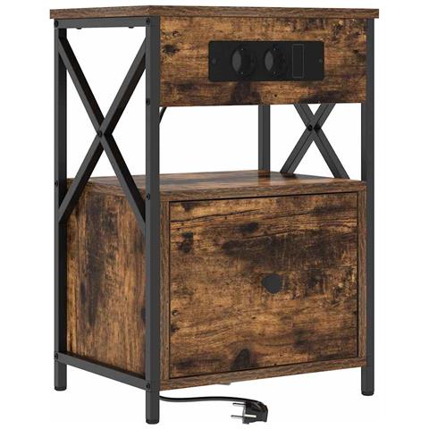 Armadio da Notte Rovere fumo 40 x 31 x 60 cm Legno multistrato - Foto 1