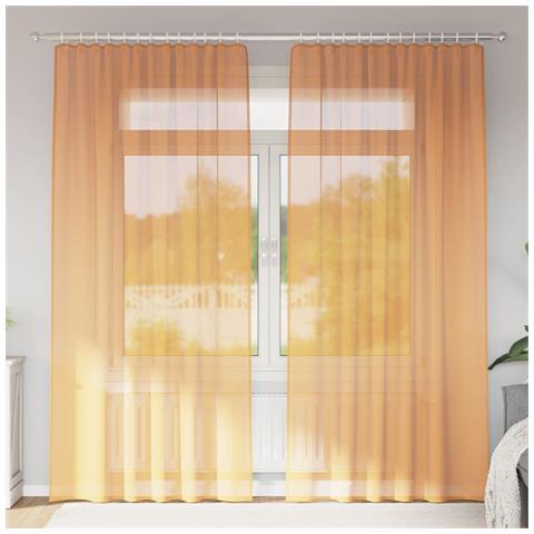 Tende in Voile con Tasche per Aste 2 pz Arancio - Foto 2