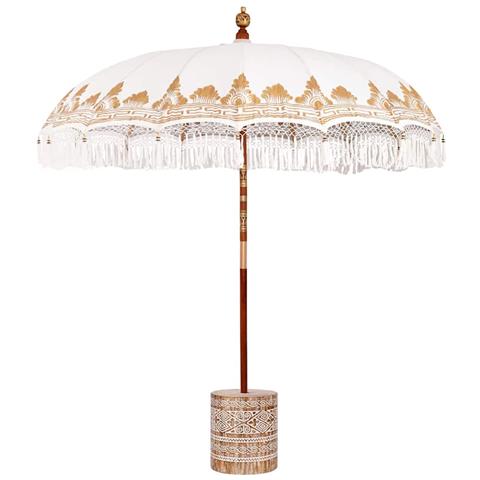 Parasol Balinese 260 Crema 210-220 cm Cotone e legno massello - Foto 1