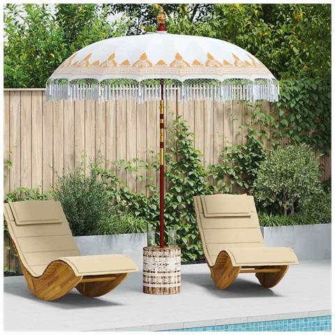 Parasol Balinese 260 Crema 210-220 cm Cotone e legno massello - Foto 2