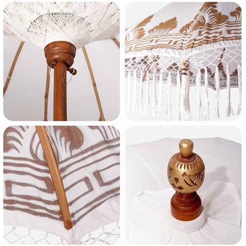 Parasol Balinese 260 Crema 210-220 cm Cotone e legno massello - Foto 9