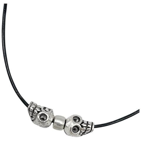 Collana Teschio 3d In Nero E Placcato Argento - Foto 2