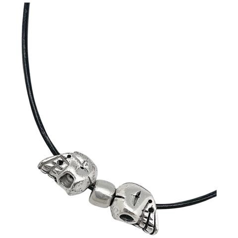 Collana Teschio 3d In Nero E Placcato Argento - Foto 5