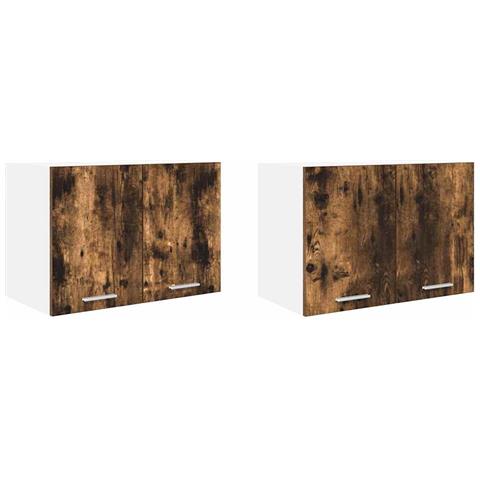 Armadio pensile con porta Riga 2 pcs Rovere Affumicato e Bianco - Foto 1