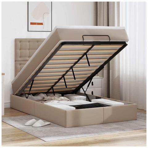 Struttura Letto Pouf con Materasso 120x200 cm Similpelle - Foto 2