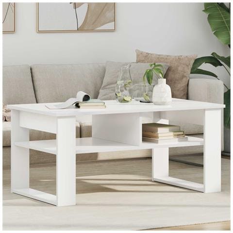 Tavolino da salotto Bianco 96 x 54 x 44 cm Legno multistrato - Foto 2