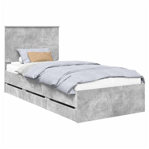 Struttura del letto con cassetto Grigio cemento 75 x 190 cm - Foto 1