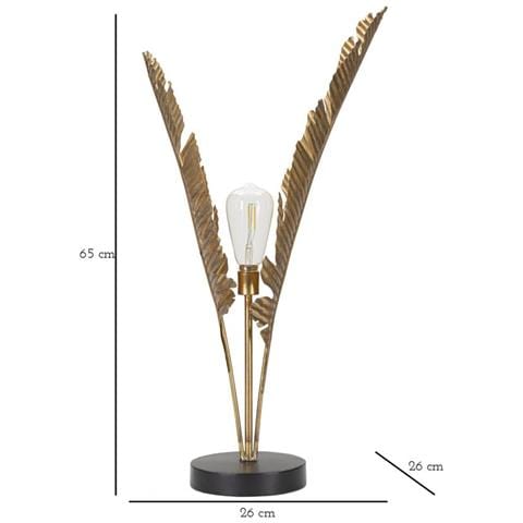 Lampada Da Tavolo Palm In Ferro Dorato Con Foglie A Ventaglio - Foto 7
