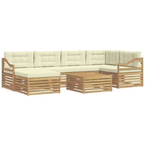 Set di divani da esterno con cuscino 7 pcs Bianco e Crema - Foto 1